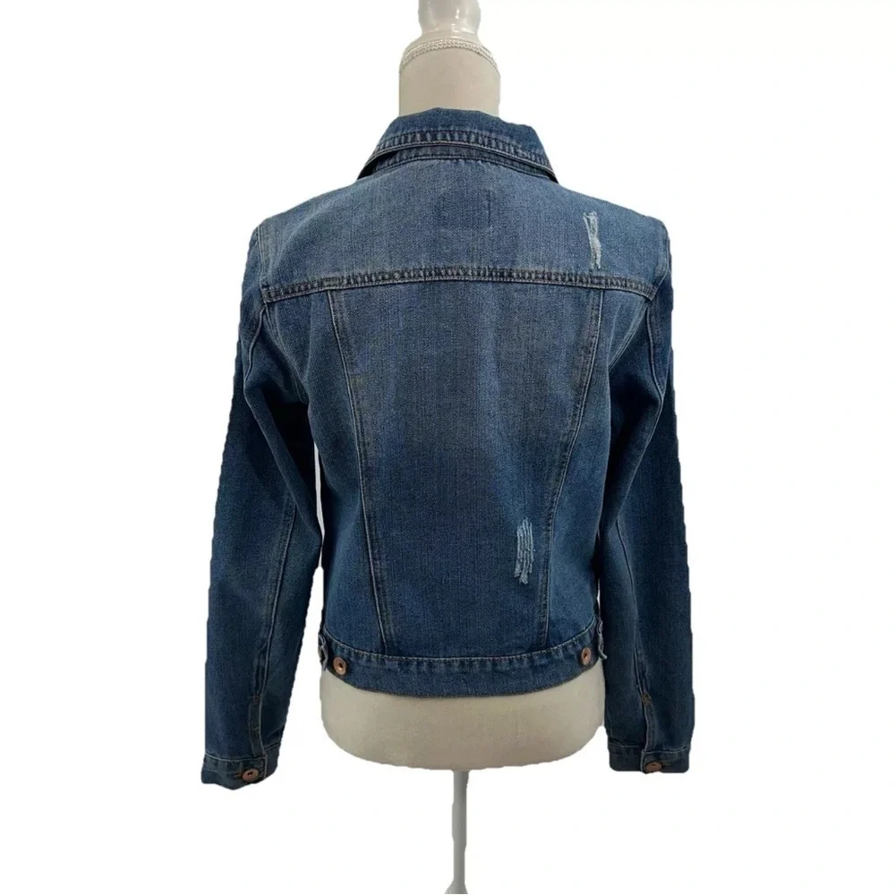 Ci Sono Blue Distressed Jean Jacket Women’s Medium Long Sleeve Classic Cotton